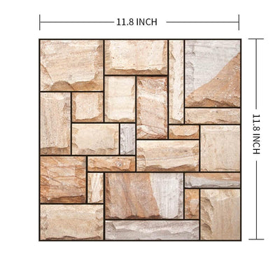 3D Light Brown Faux Stone Peel and Stick Wall Tile - Commomy