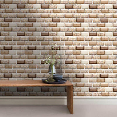 3D Matte Brown Mosaic Peel and Stick Wall Tile - Commomy