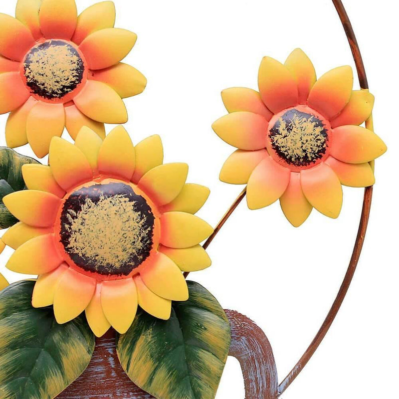 3D Metal Art Sunflower Pot Welcome Sign Wall Decor - Commomy