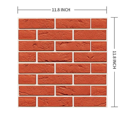 3D Red Brick Peel and Stick Wall Tile - Commomy