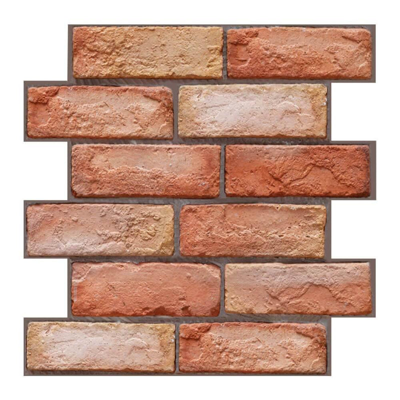 3D Red Brick Texture Peel and Stick Wall Tile - Commomy