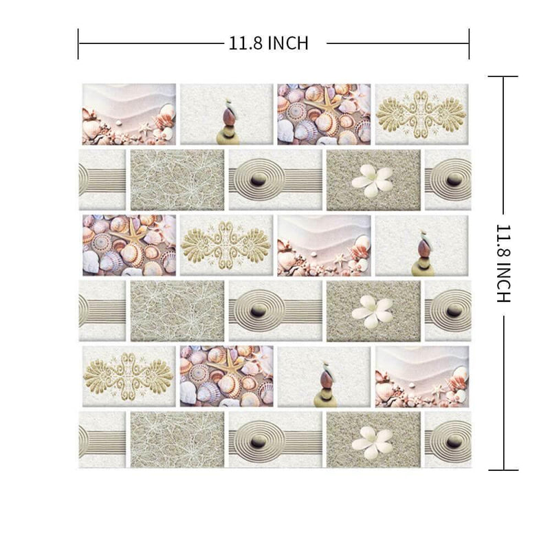 3D Seashell Pattern Mosaic Peel and Stick Wall Tile - Commomy