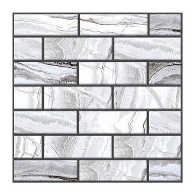 3D Silver Marble Peel and Stick Wall Tile - Commomy