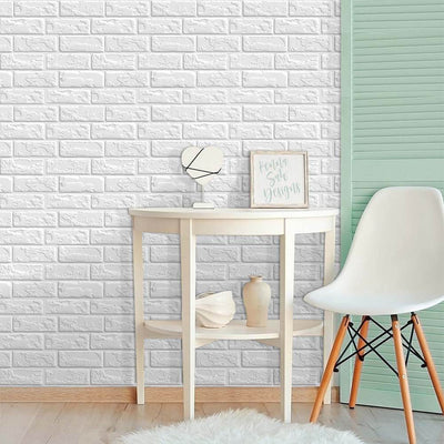 3D White Brick Peel and Stick Wall Tile - Commomy
