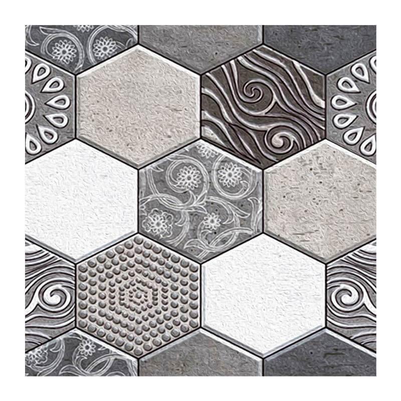 3D Gray Tone Hexagon Bohemian Peel and Stick Wall Tile - Commomy