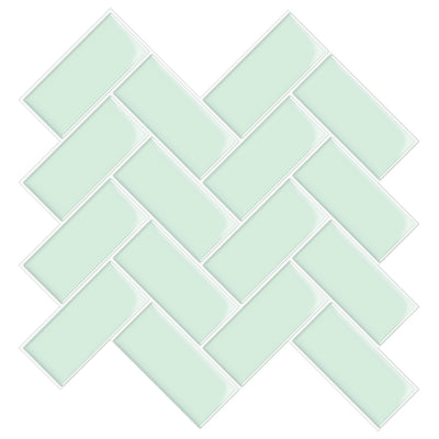 Aqua Thicker Herringbone Peel and Stick Backsplash Tile_Commomy Decor