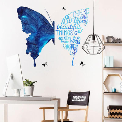 Blue Butterfly Peel and Stick Wall Decals - Commomy
