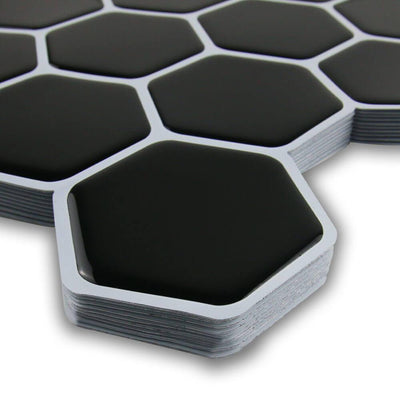 Black Hexagon Peel and Stick Backsplash Tile - Commomy