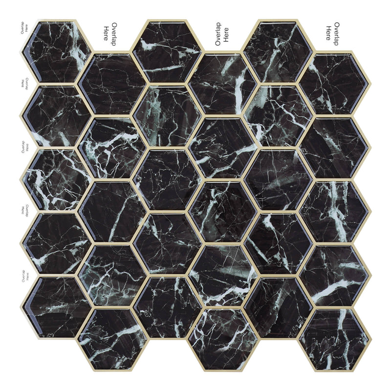     Black_Marble_Hexagon_Peel_and_Stick_Backsplash_Tile_Commomy Decor