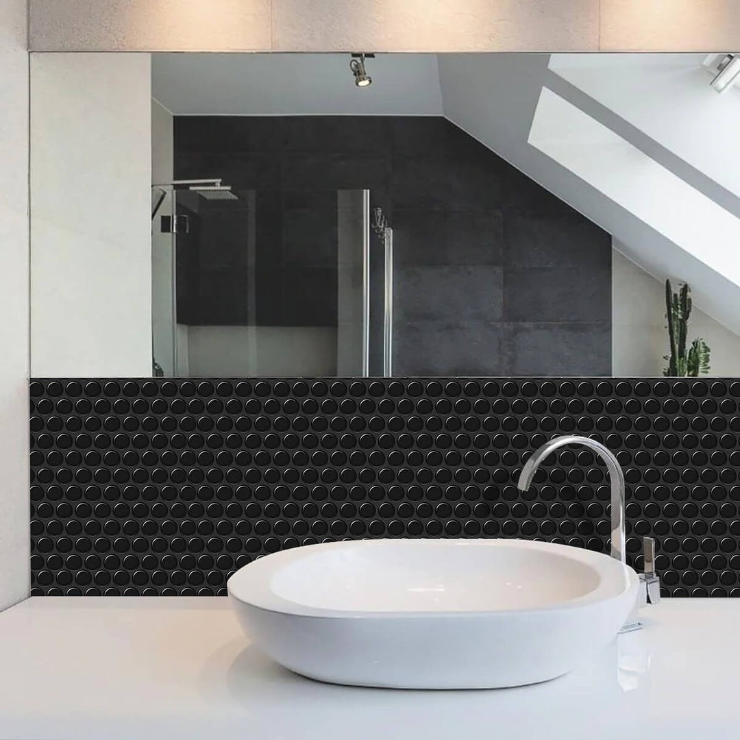Goodotz Gold Penny Round 3D Mosaic Tile – Concave Convex Stainless Steel, 5 Sq.ft Per Case For Kitchen Backsplash & Bathroom Wall