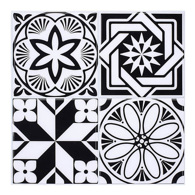 Spanish Black and White Backsplash Peel and Stick Tile_Commomy Decor