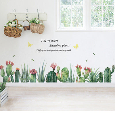 Blooming Cactus Peel and Stick Wall Decals_commomy decor