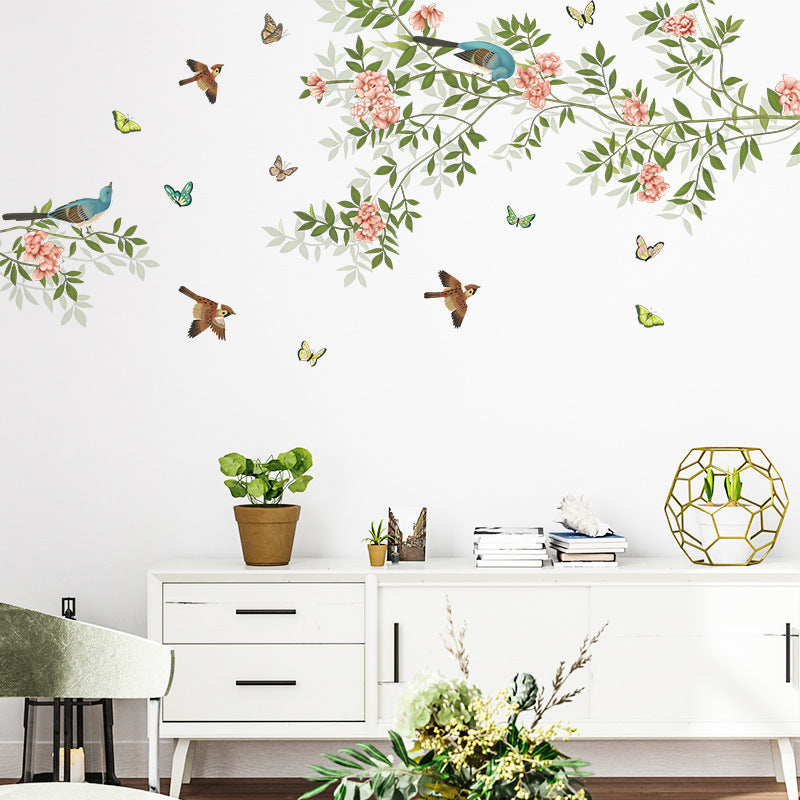 Blossom Bird Butterfly Branch Peel and Stick Wall Decals_commomy decor