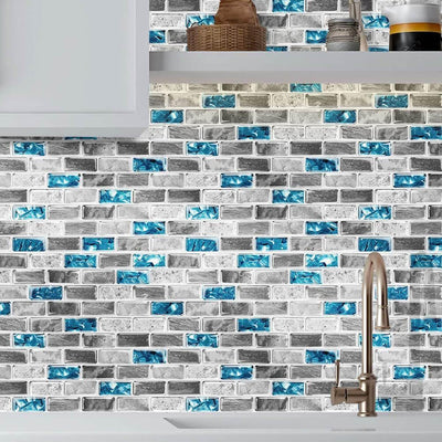 Blue and Gray Mosaic Peel and Stick Backsplash Tile – Commomy