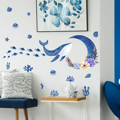 Blue Whale Peel and Stick Wall Decals_commomy decor