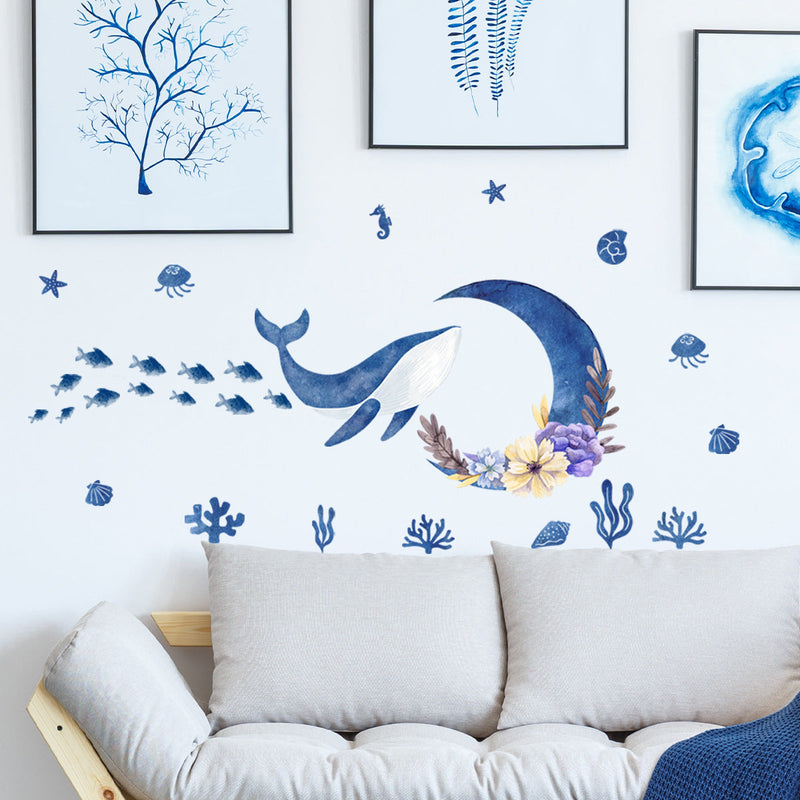 Blue Whale Peel and Stick Wall Decals_commomy decor