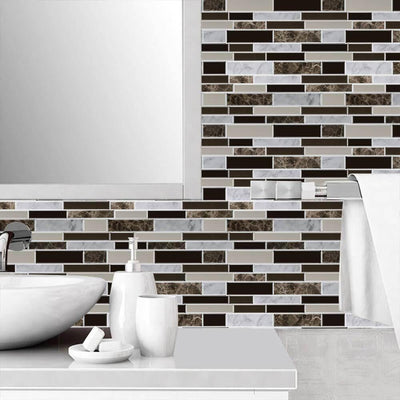 Brown Mosaic Peel and Stick Backsplash Tile-Commomy Decor