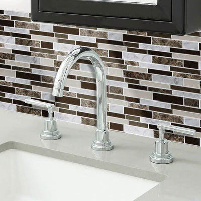 Brown Mosaic Peel and Stick Backsplash Tile-Commomy Decor