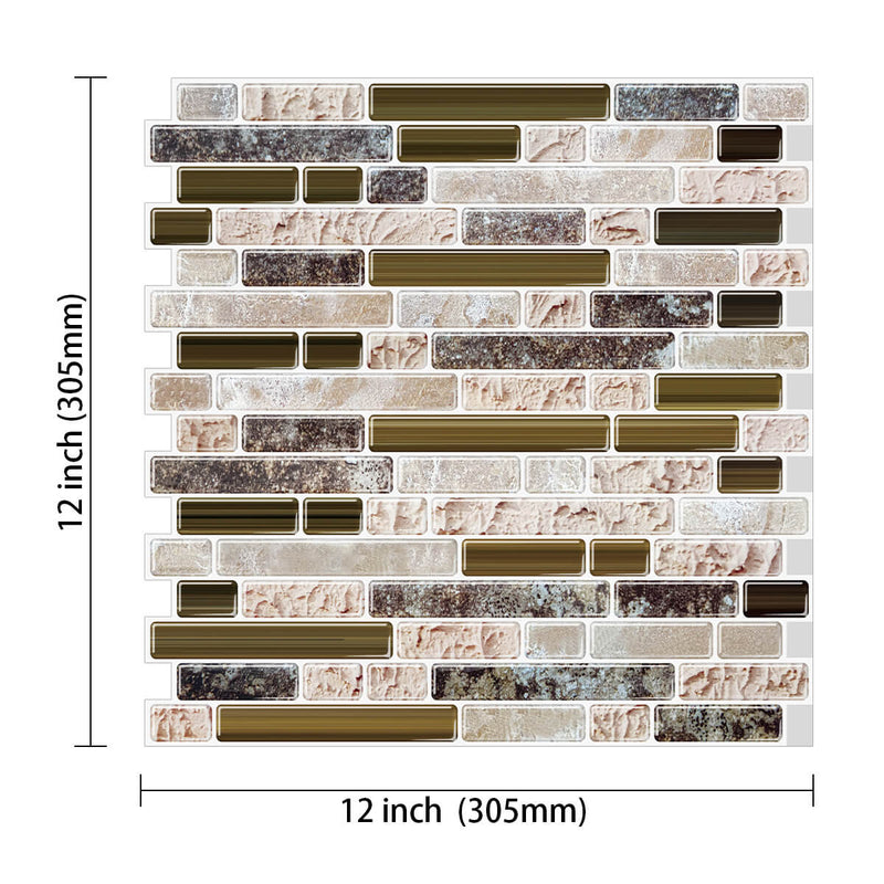 Brown and Beige Mosaic Peel and Stick Backsplash Tile - Commomy