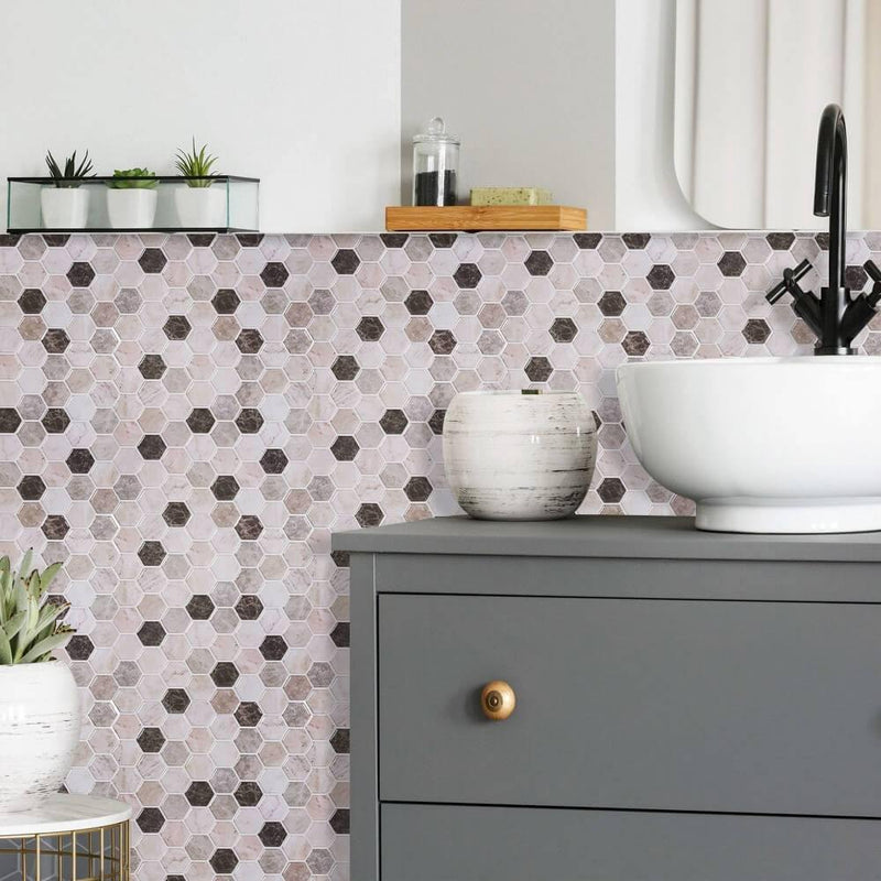Brown And Pink Hexagon Marble Peel And Stick Backsplash Tile Commomy brown-and-pink-hexagon-marble-peel-and-stick-backsplash-tile-commomy