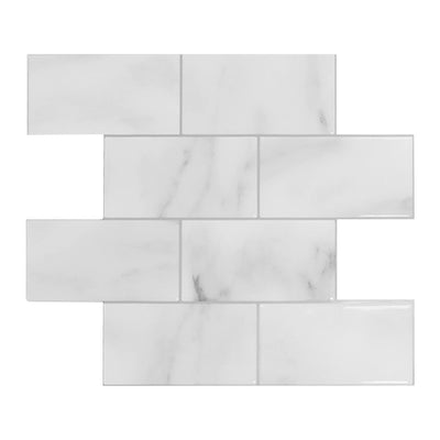 Carrara Marble Thicker Subway Peel and Stick Backsplash Tile - Commomy
