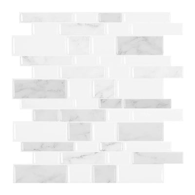 Carrara Thicker Mosaic Peel and Stick Backsplash Tile - Commomy