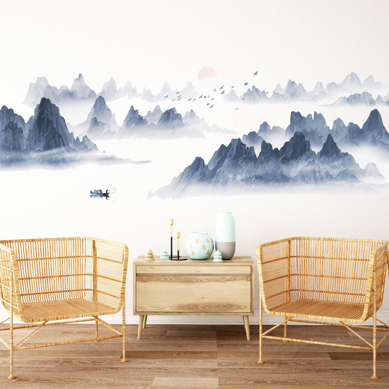 Chinese Landscape Painting Peel and Stick Wall Decals_commomy decor