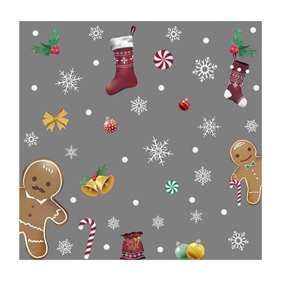 Christmas Ornaments with Gingerbread Man and Snowflake Peel and Stick Wall Decal - Commomy