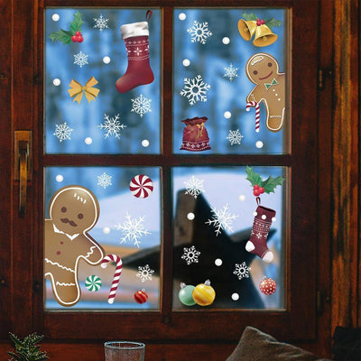 Christmas Ornaments with Gingerbread Man and Snowflake Peel and Stick Wall Decal - Commomy