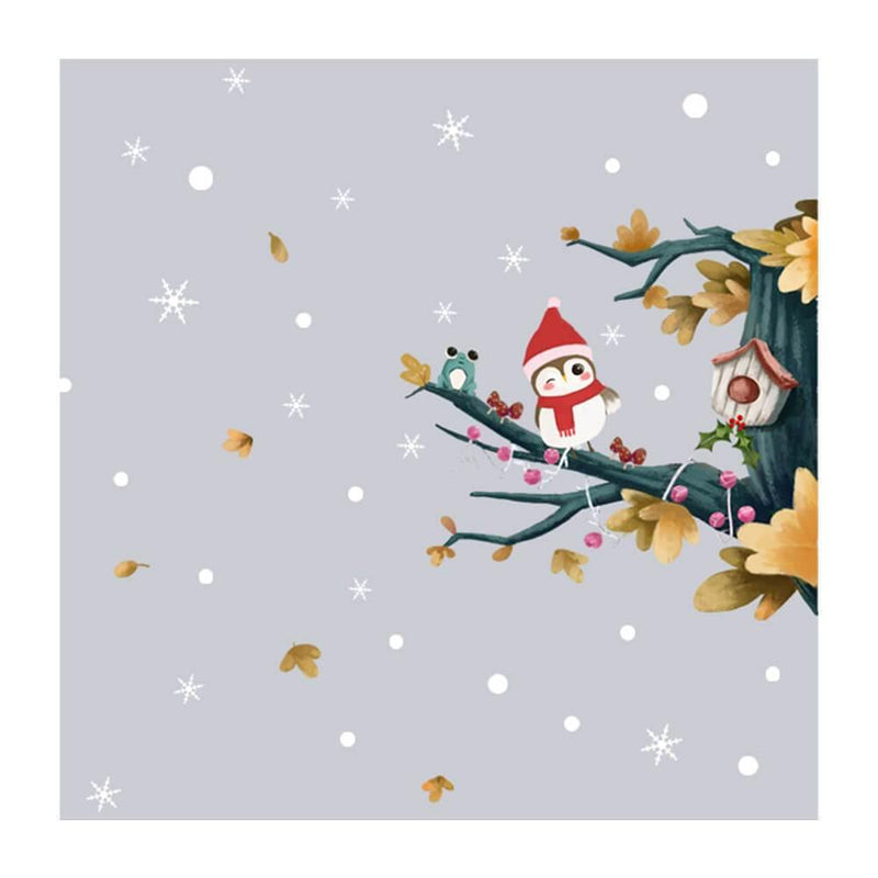 Christmas Owl on Snowy Branch Peel and Stick Wall Decal - Commomy