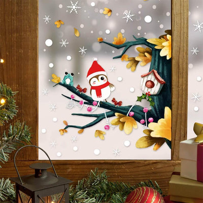 Christmas Owl on Snowy Branch Peel and Stick Wall Decal - Commomy