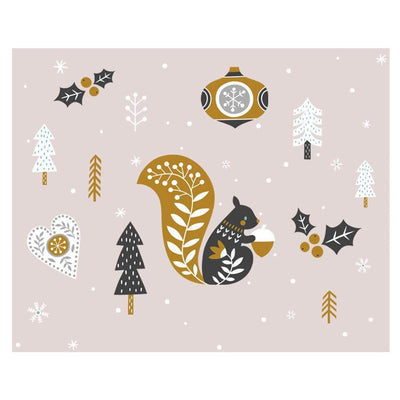 Christmas Squirrel in Snowy Forest Peel and Stick Wall Decal - Commomy