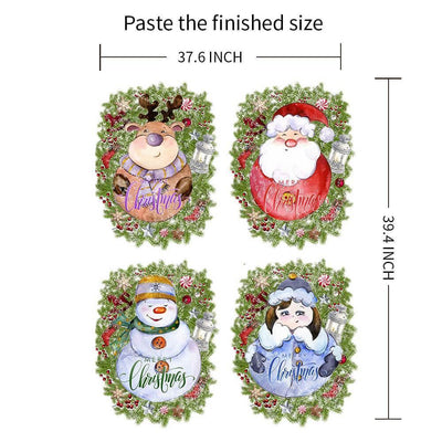 Christmas Tree and Snowman Set of 4 Peel and Stick Wall Decal - Commomy