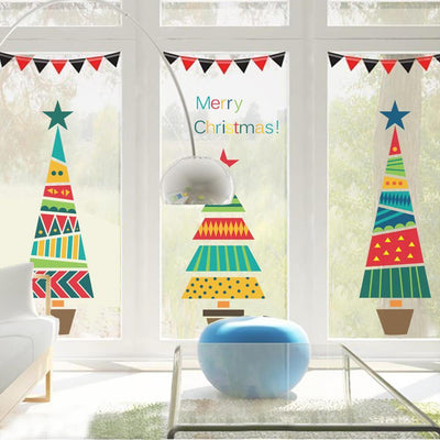 Colorful Cartoon Christmas Tree Peel and Stick Wall Decal - Commomy