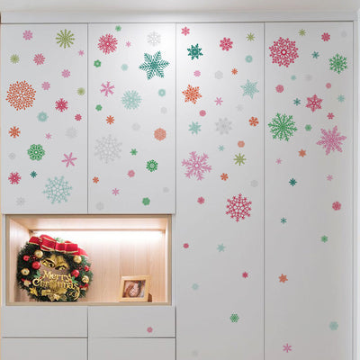 Colorful Snowflake Peel and Stick Wall Decals_commomy decor