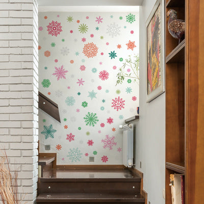 Colorful Snowflake Peel and Stick Wall Decals_commomy decor
