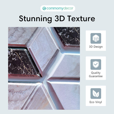 3D Gray Carrara Hexagon Mosaic Peel and Stick Wall Tile - Commomy