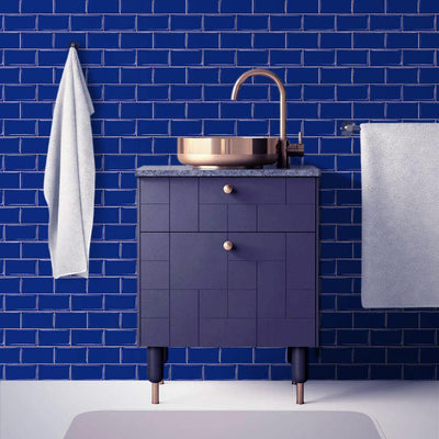 Dark Blue Subway Backsplash Peel and Stick Tile for bathroom - Commomy