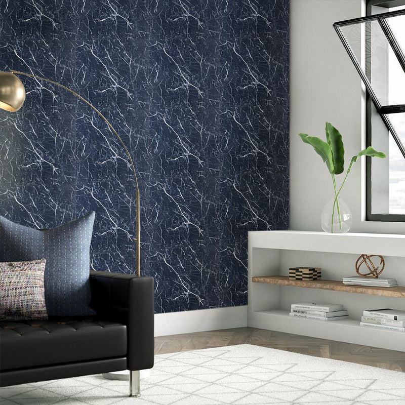 Deep Bule Marble Peel and Stick Wall Tile - Commomy