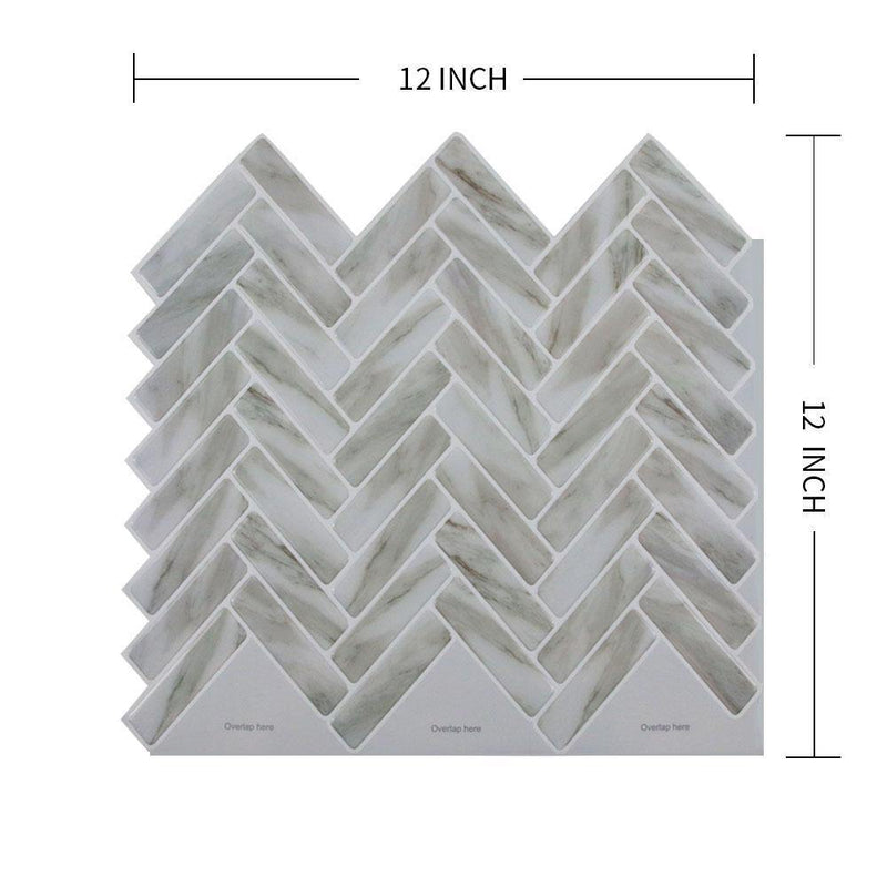 Gray Herringbone Marble Peel and Stick Backsplash Tile – Commomy