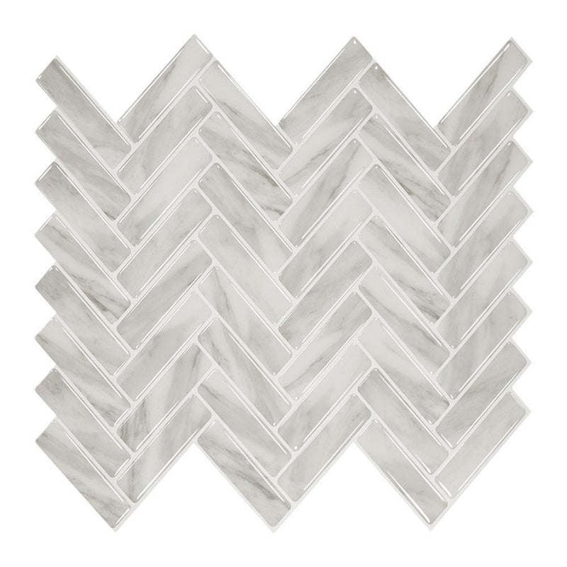 Gray Marble Thicker Herringbone Peel and Stick Backsplash Tile - Commomy