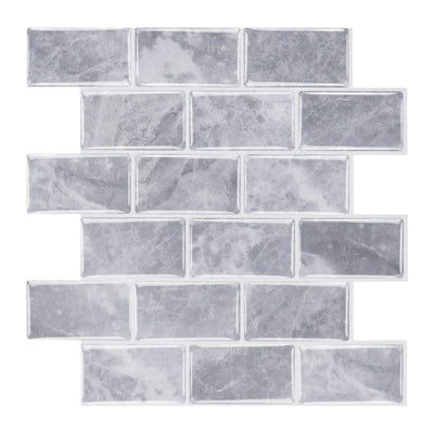 Gray Marble Subway Tile Backsplash  Peel and Stick- Commomy