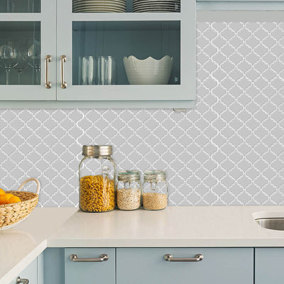 Gray Arabesque Peel and Stick Backsplash Tile Kitchen_Commomy Decor