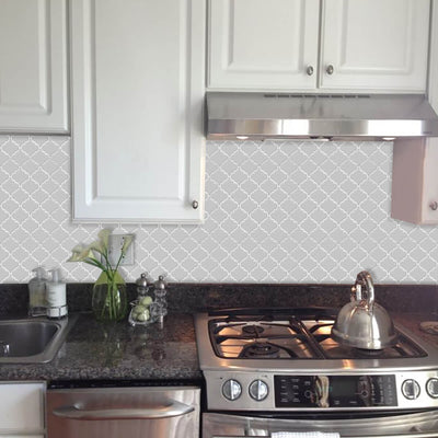 Gray Arabesque Peel and Stick Backsplash Kitchen Tile_Commomy Decor