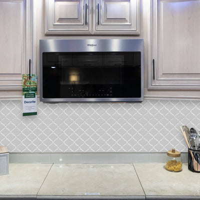 Gray Arabesque Peel and Stick Kitchen Backsplash Tile_Commomy Decor