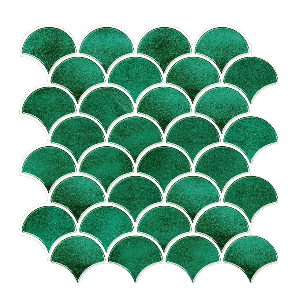 Green Marble Fish Scale Peel and Stick Backsplash Tile - Thicker Desig ...