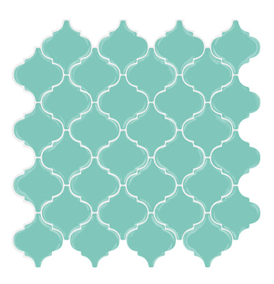 Azulejo para salpicaduras con arabescos verdes Peel and Stick - Diseño más grueso 