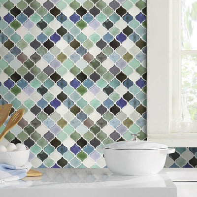 Green and Blue Thicker Rhombus Peel and Stick Backsplash Tile - Commomy