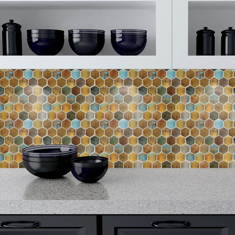 Gold Hexagon Peel and Stick Backsplash Tile - Thicker Design – Commomy