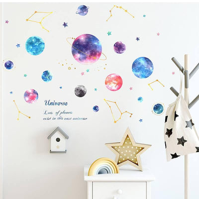 Planets in Universe Peel and Stick Decals - Commomy